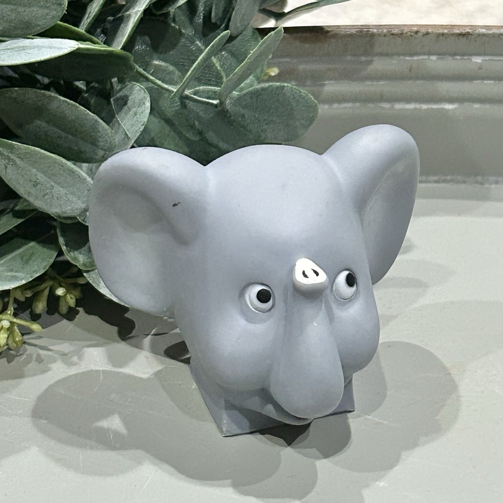 Vintage Tyco Super Blocks Grey Elephant Animal‎ Figure Vinyl Rubber